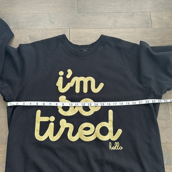 HELLO APPAREL I’m So Tired Women’s Black & Gold Glitter Crewneck Sweatshirt - Picture 5 of 9